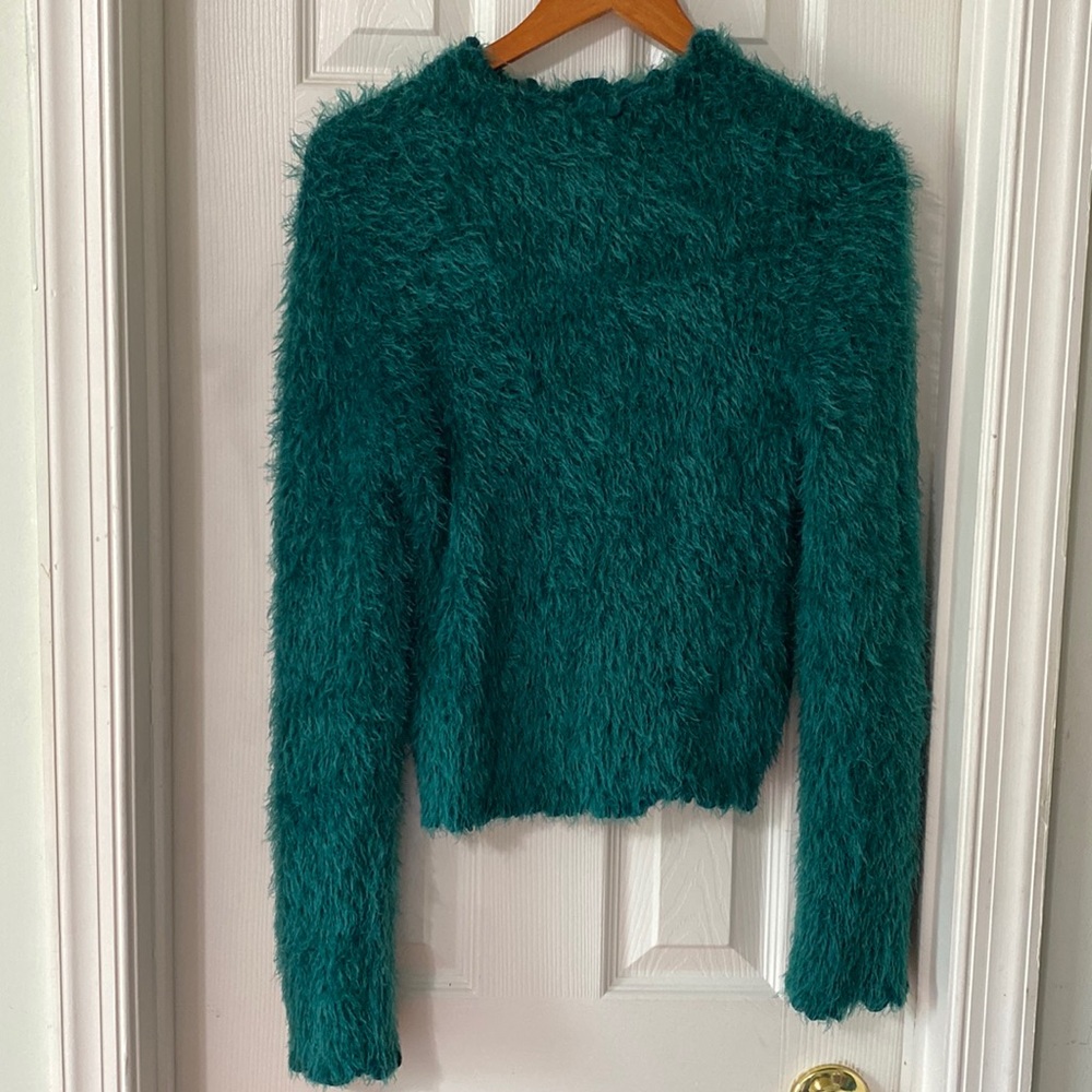 Warm & Cozy Fuzzy Long Sleeve Mock Neck Sweater